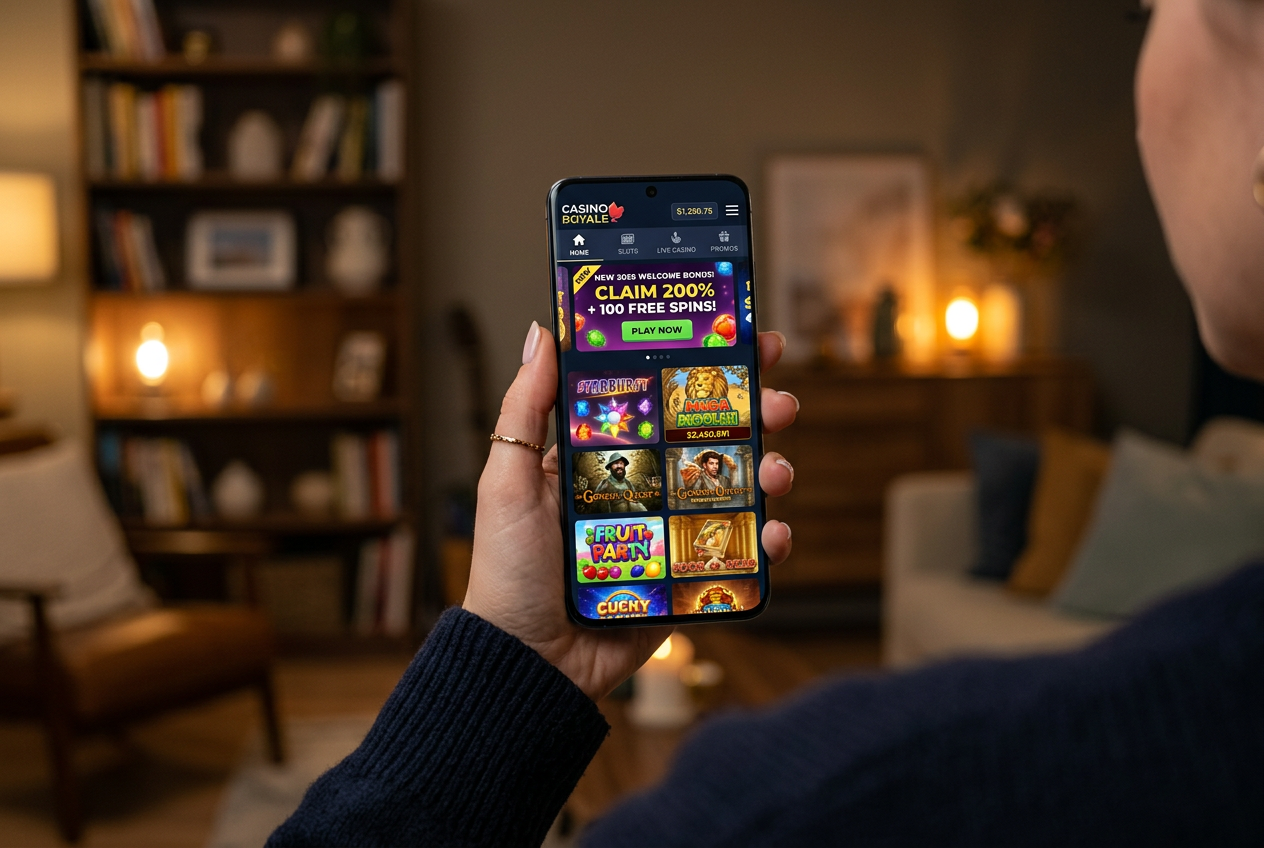 Μια σύγχρονη εφαρμογή online casino σε smartphone.